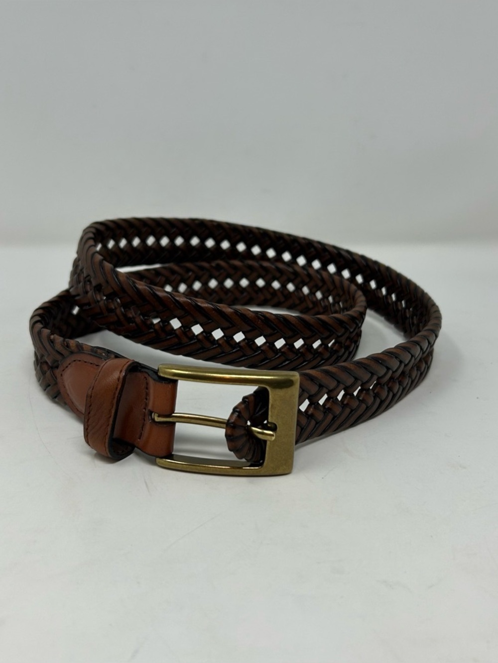 Braided Leather Men's Belt - Brown
